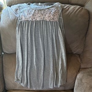 Gray Sleeveless Top with lace.
